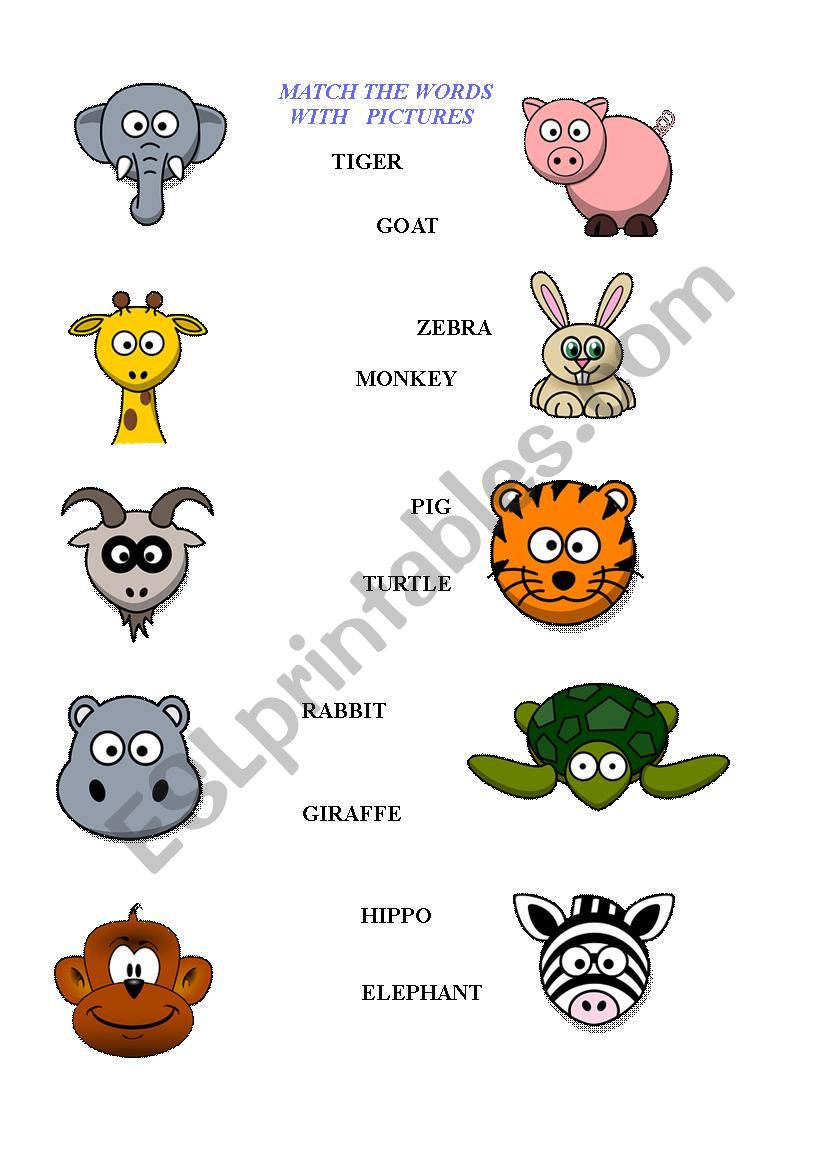 Animals worksheet - kids - ESL worksheet by Blanc1984