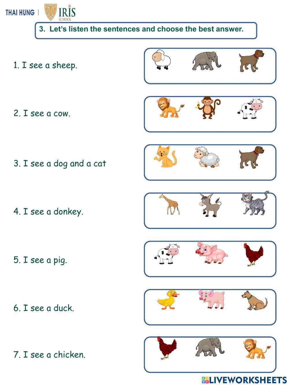 Worksheet about Animals for Kids interactive worksheet | Live ...