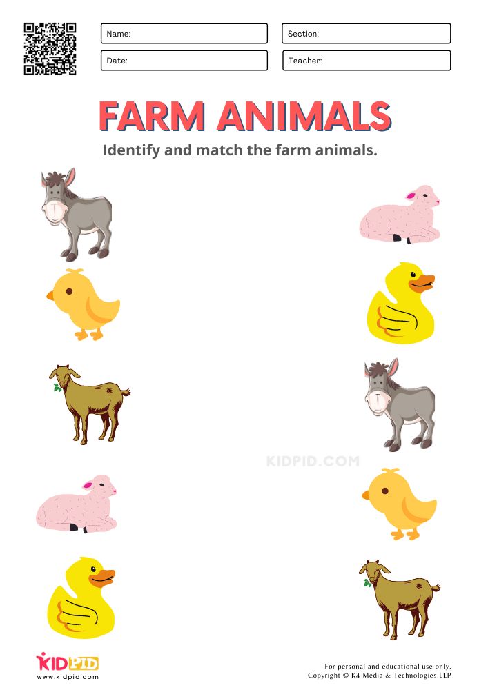 Farm Animals Worksheets for Kindergarten - Kidpid | Animal ...
