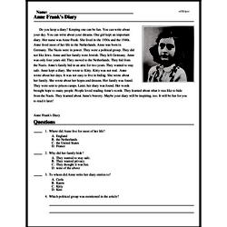 Anne Franks Diary - Reading Comprehension Worksheet | edHelper