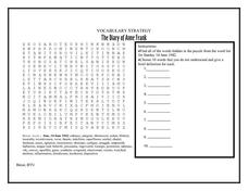 anne frank worksheet