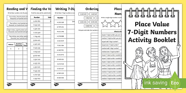 Place Value 7-Digit Numbers Activity Booklet (teacher made)