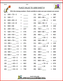 Math Place Value Worksheets to Hundreds