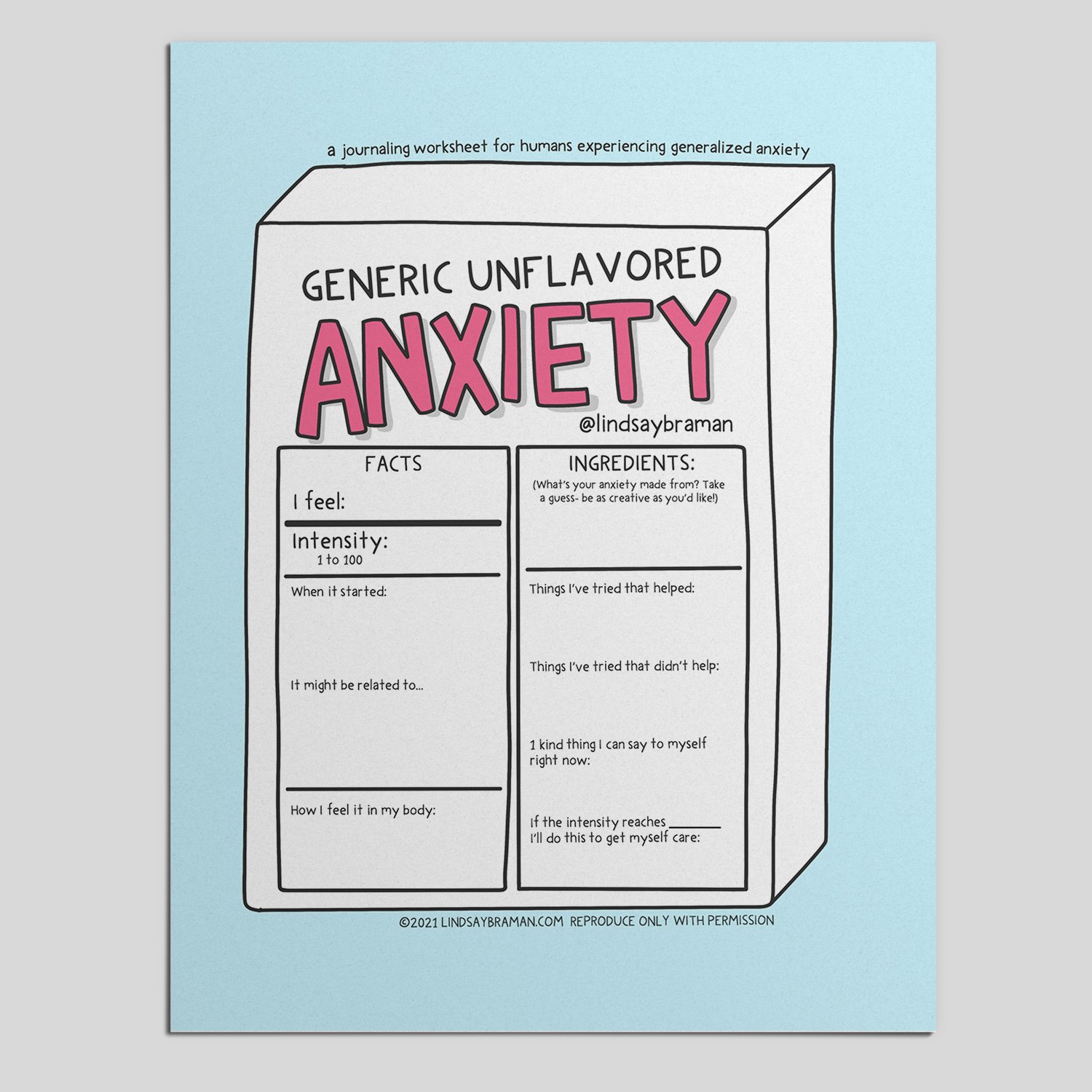 anti anxiety worksheet
