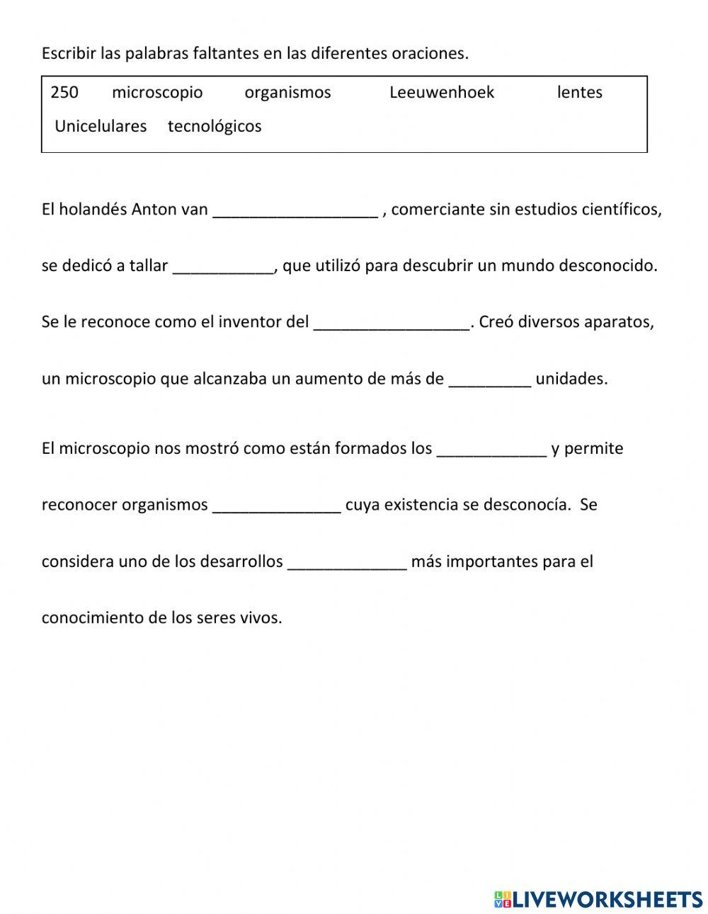 Con mirada científica worksheet  