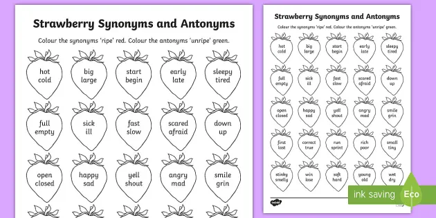 Synonyms and Antonyms - Printable Grammar Game for KS2