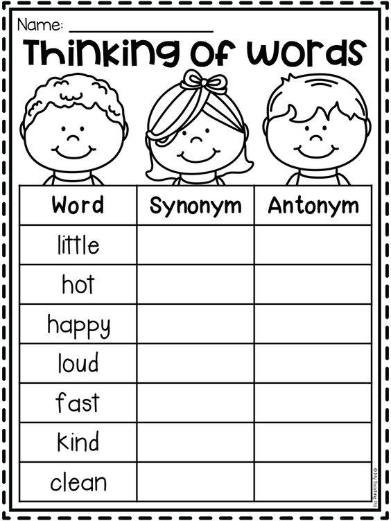 antonyms and synonyms worksheet