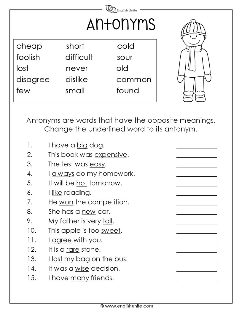 antonyms worksheet pdf