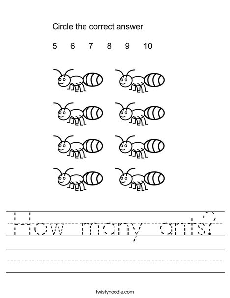 How many ants Worksheet - Twisty Noodle