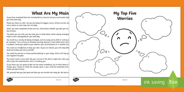 My Main Worries Worksheet / Worksheet (teacher made)