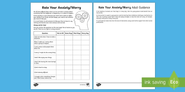 Rate Your Anxiety/Worry Worksheet / Worksheet (teacher made)