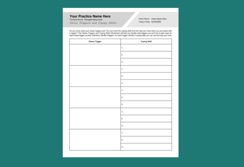 anxiety management worksheet