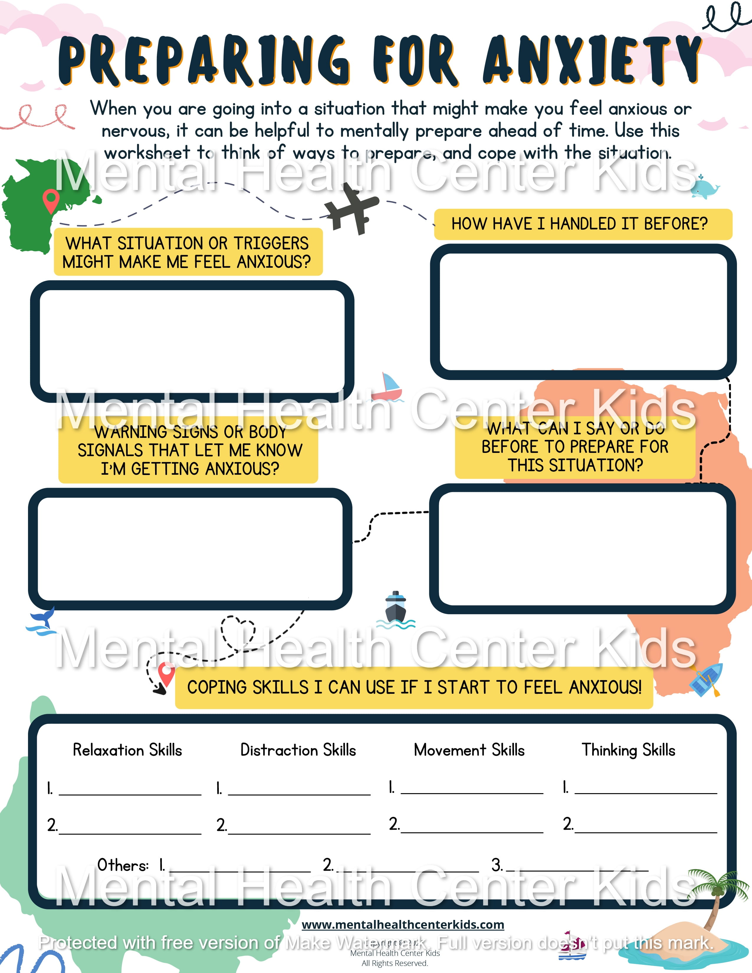 anxiety skills worksheet