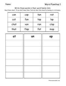 ap word family worksheet