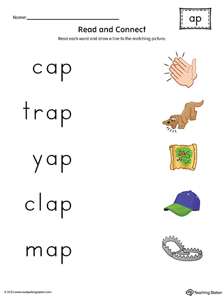 FREE* AP Word Family Read and Connect to Image Printable PDF ...