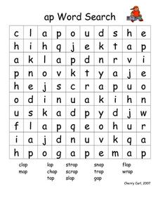 Word Search -ap Worksheet for 1st - 2nd Grade | Lesson Planet