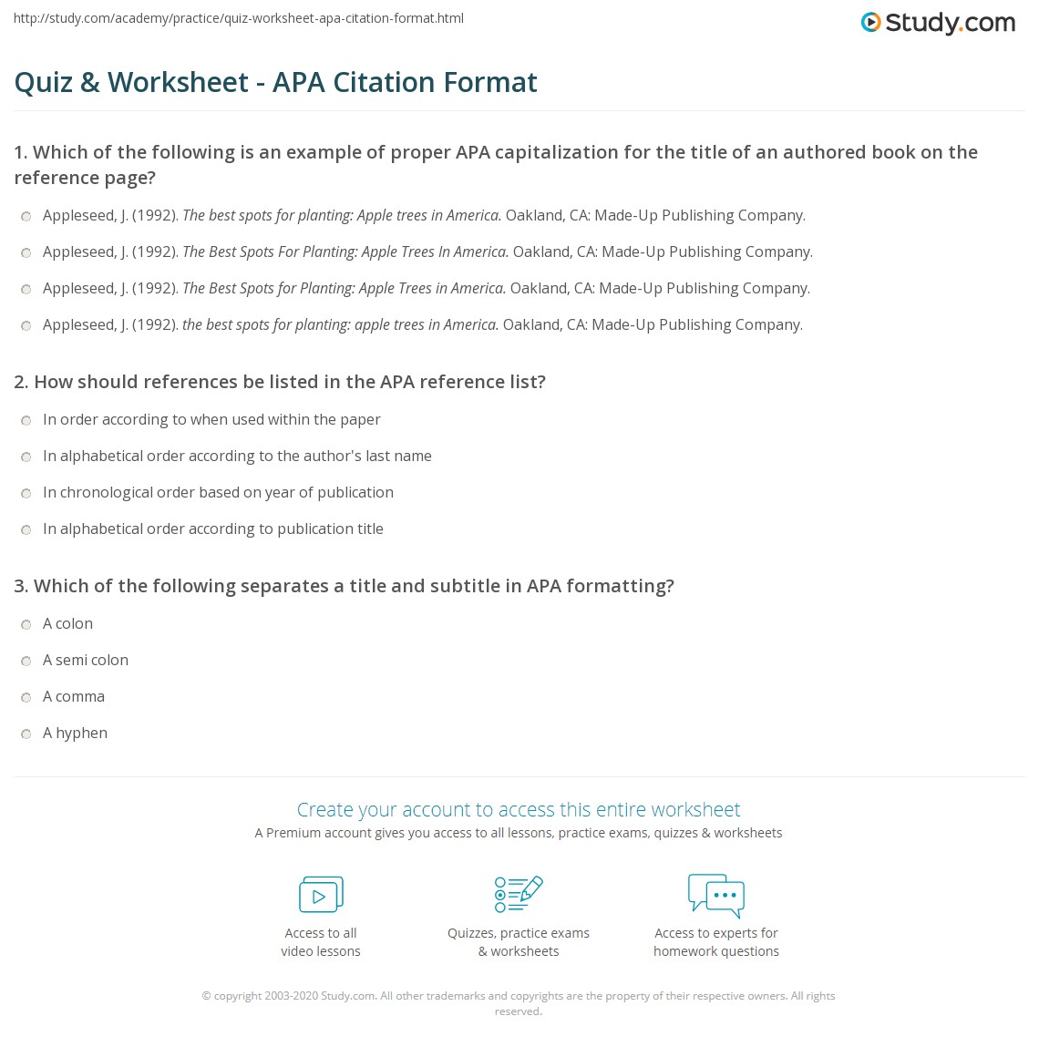 apa citation practice worksheet