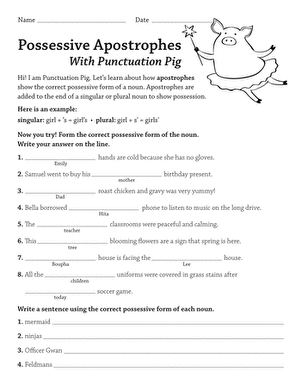 apostrophe possessive worksheet