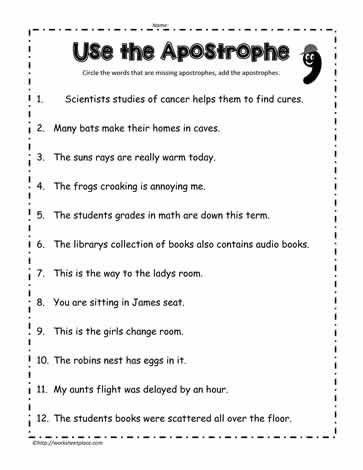 Apostrophe Worksheet | Rutinas escolares, Hojas de cálculo, Idiomas