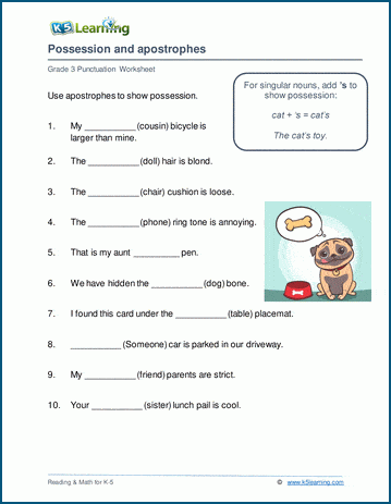apostrophe worksheet middle school