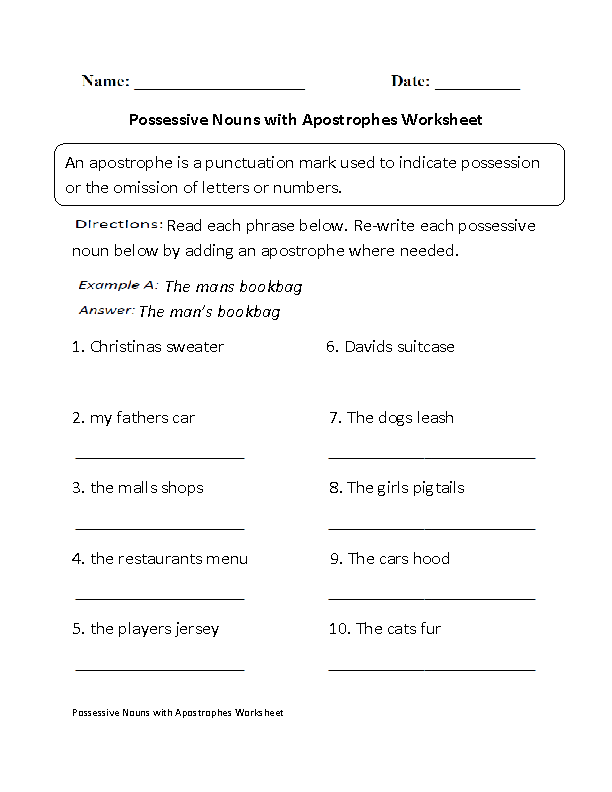 worksheets library | Apostrophes Worksheets