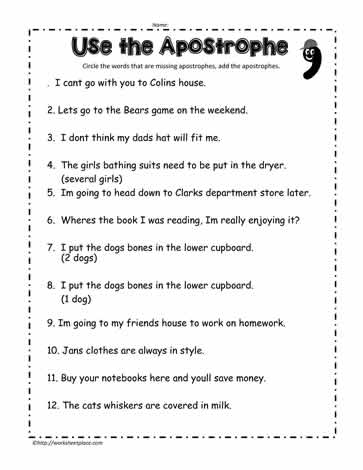 apostrophe worksheet with answer key