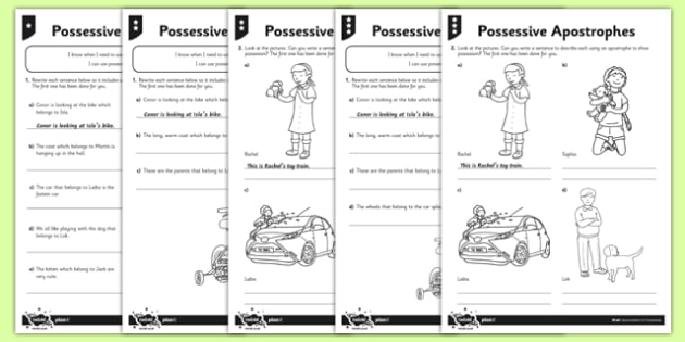 Possessive Apostrophes Differentiated Worksheet Pack