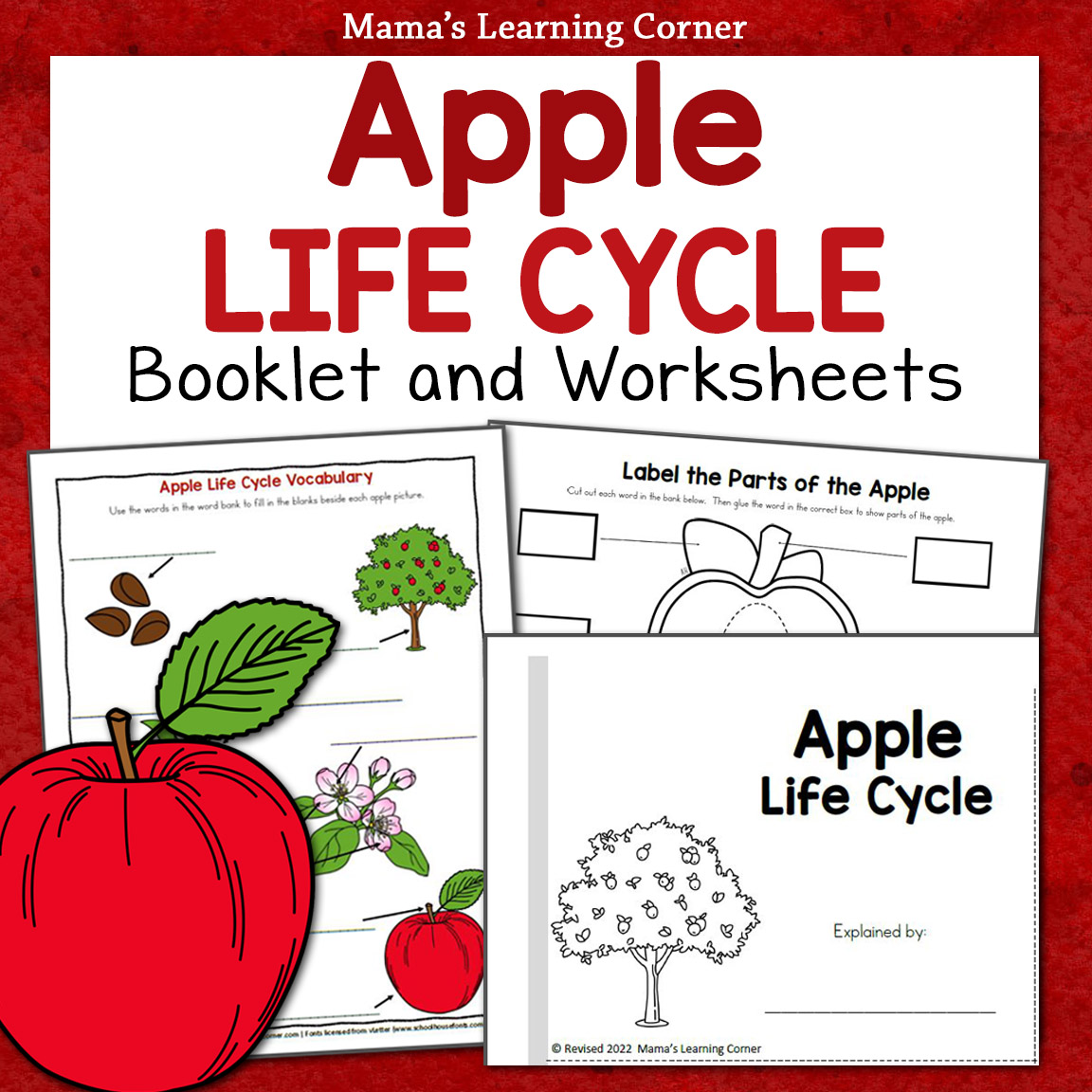 apple preschool worksheet