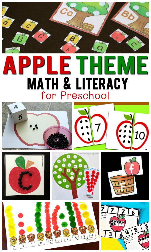 Free Apple Theme Math & Literacy Printables for Preschoolers