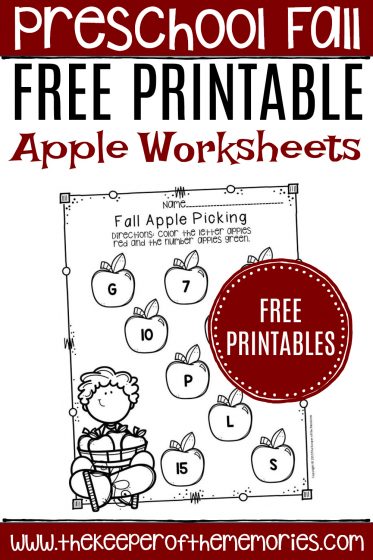 apple s for preschool printable worksheet