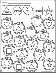 apple s for preschool printable worksheet