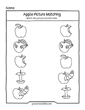 Apple theme Preschool Activity Worksheet L1