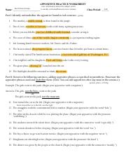 appositive nouns worksheet