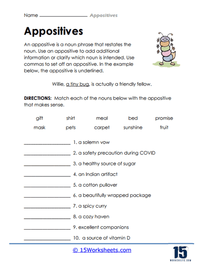 Appositives Worksheets - 15 Worksheets Library