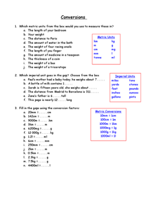Metric Conversions: Appropriate Units of Measurements Worksheet ...