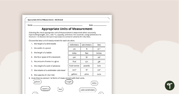 appropriate measurement worksheet