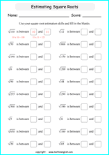 Square Roots math worksheets for math instruction, math ...