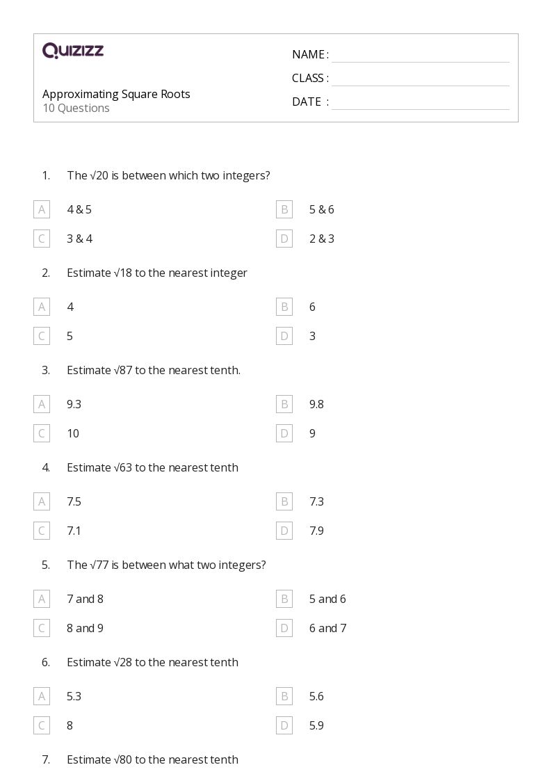 50+ Roots worksheets for 8th Grade on Quizizz | Free &  Printable