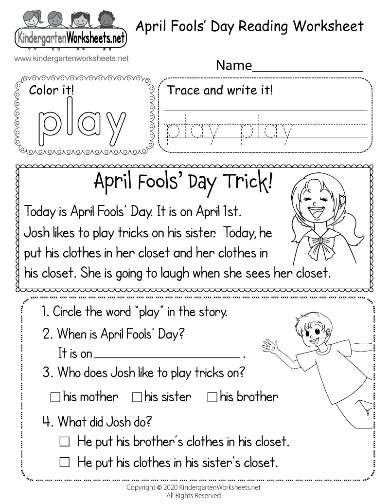 april fools day worksheet printables