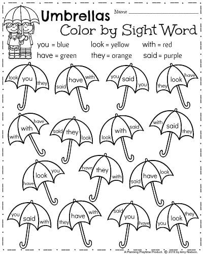 April Kindergarten Worksheets - Planning Playtime