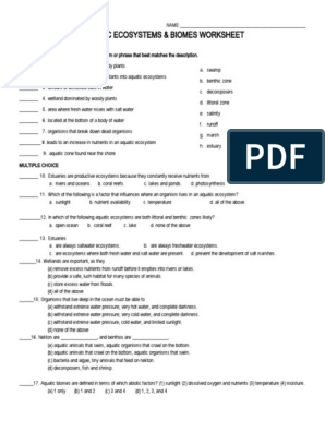 Aquatic Ecosystems &  Biomes | PDF | Aquatic Ecosystem | Ecosystem
