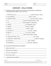 ar er ir verbs worksheet in spanish