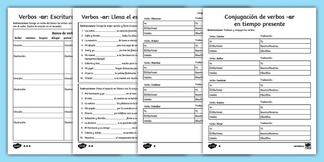 Spanish Verb Conjugation Practice Worksheets PDF | Twinkl US