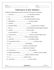 ar verbs worksheet