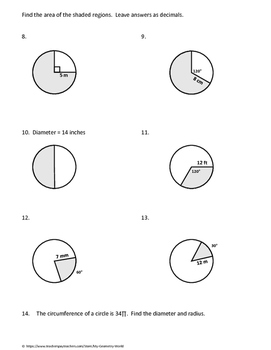 arc length and sector area worksheet