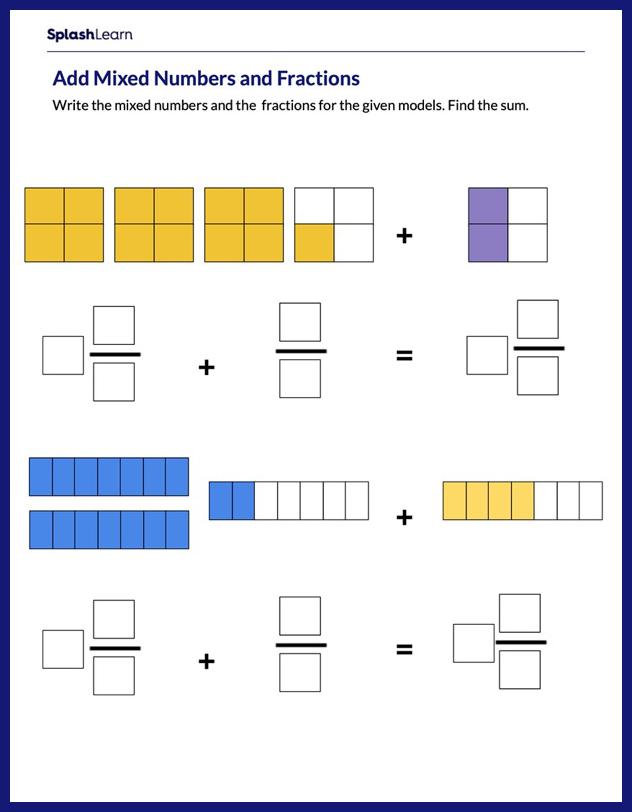 area and mixed numbers worksheet