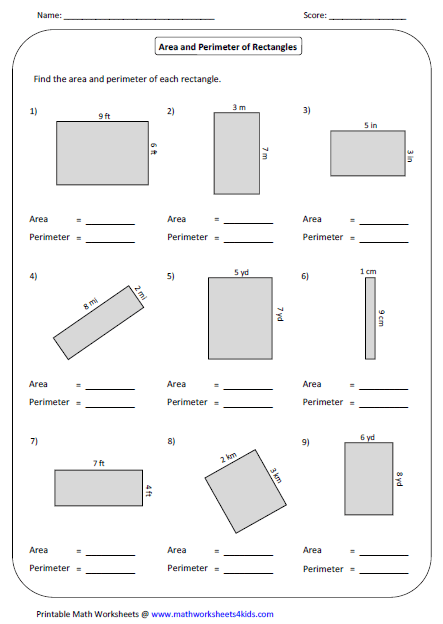 area and perimeter of a rectangle