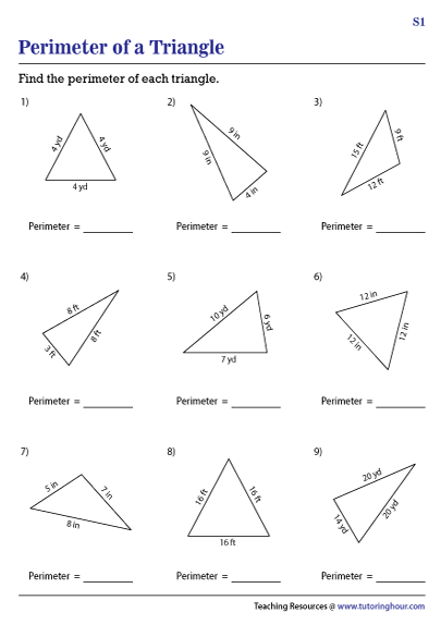 area and perimeter of triangles worksheet