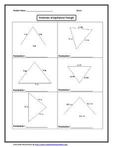 area and perimeter of triangles worksheet