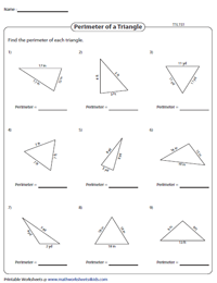 area and perimeter of triangles worksheet